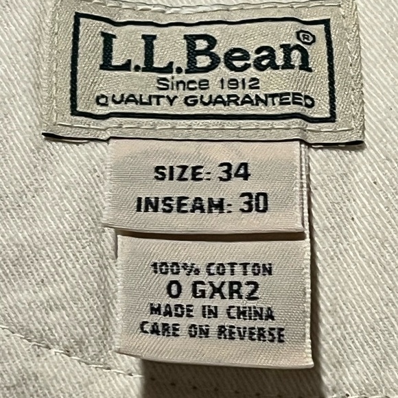 L L Bean Off White/ Light Cream Colored Thin Corduroy Pants Sz 34 - Picture 8 of 8